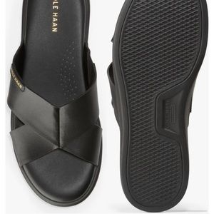 Cole Haan Black Platform Slides